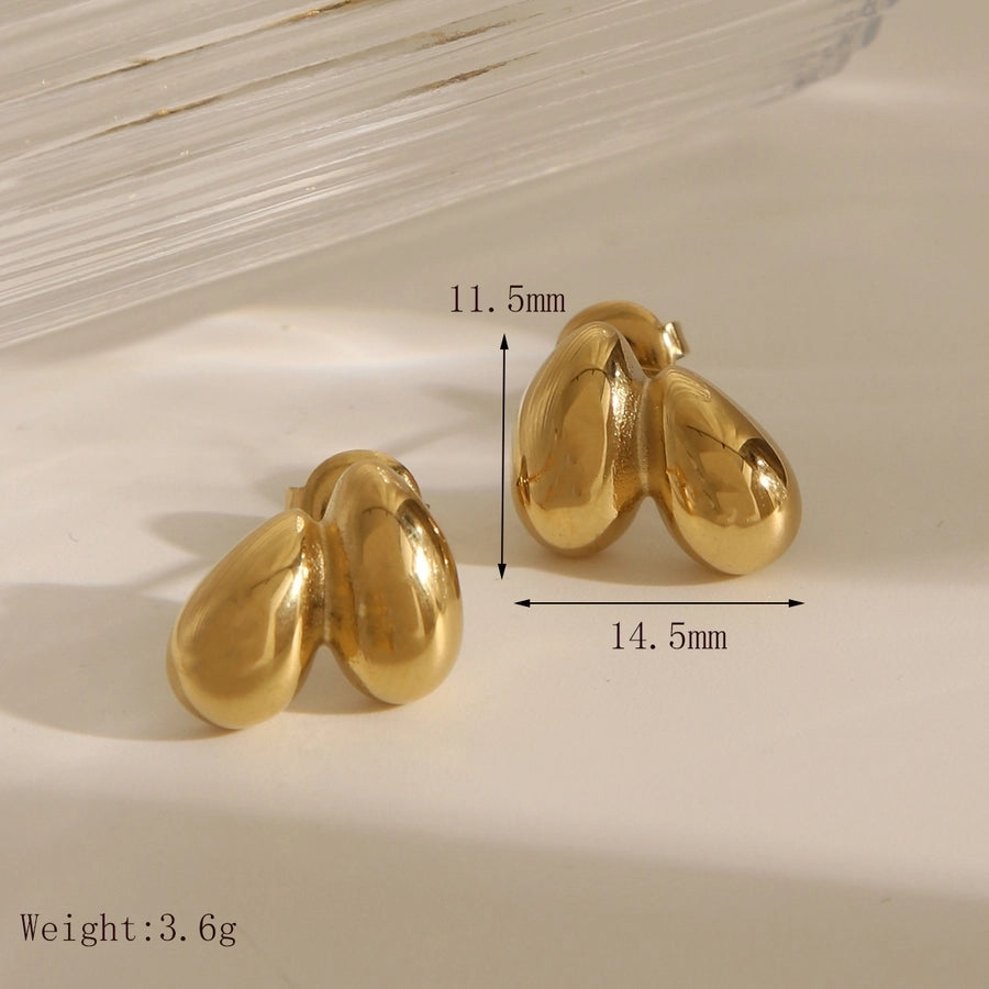 1 Pair Vintage Style French Style Heart Shape 304 Stainless Steel 18K Gold Plated Ear Studs