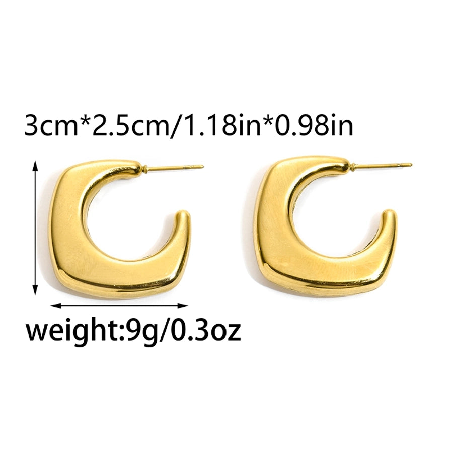 1 Pair Casual IG Style C Shape 304 Stainless Steel 14K Gold Plated Ear Studs