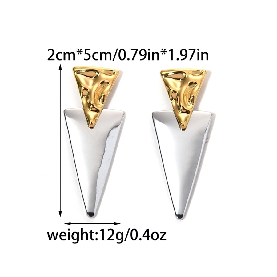 1 Pair Simple Style Korean Style Triangle Plating 304 Stainless Steel 14K Gold Plated Drop Earrings - CEJEW