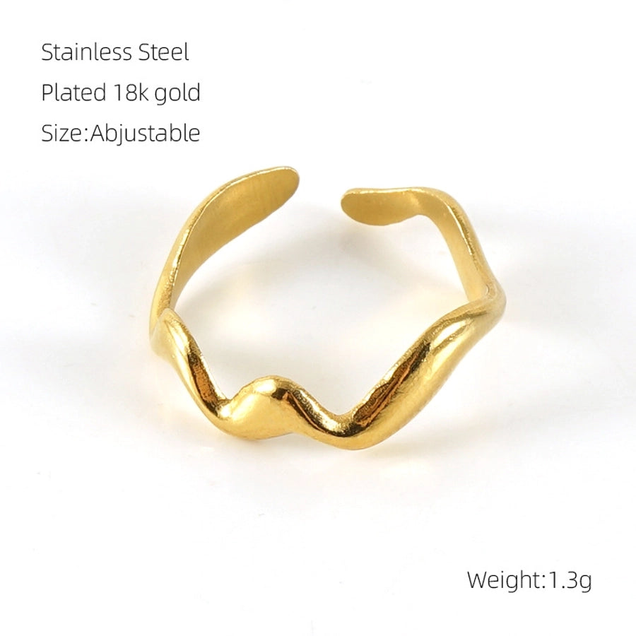 Jewelry Simple Style Geometric 304 Stainless Steel Pearl 18K Gold Plated Inlay Open Rings