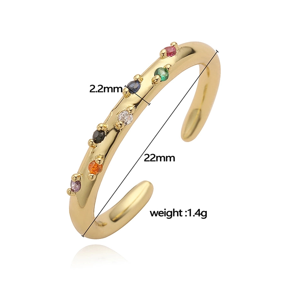 Copper 18K Gold Plated Inlay Geometric Zircon Open Rings