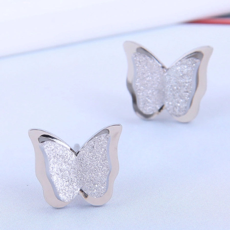 korean fashion butterfly titanium steel stud earrings