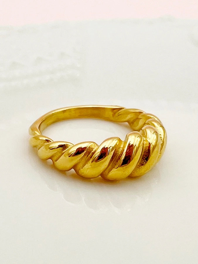 304 Stainless Steel 14K Gold Plated Casual Commute Plating Twist Rings