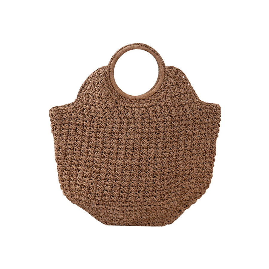 Women's Large Paper string Solid Color Elegant Streetwear Weave Shell Open Straw Bag