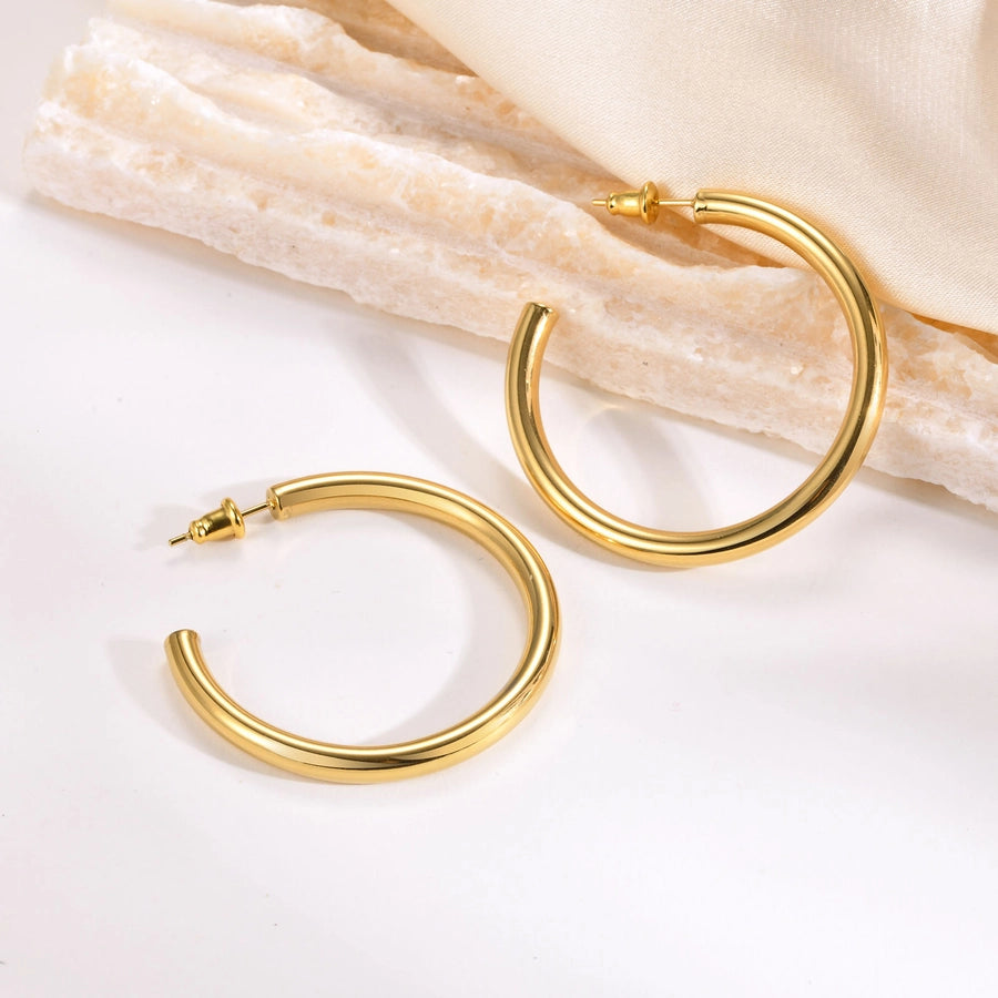 1 Pair Vintage Style Classic Style C Shape Plating 304 Stainless Steel Gold Plated Ear Studs