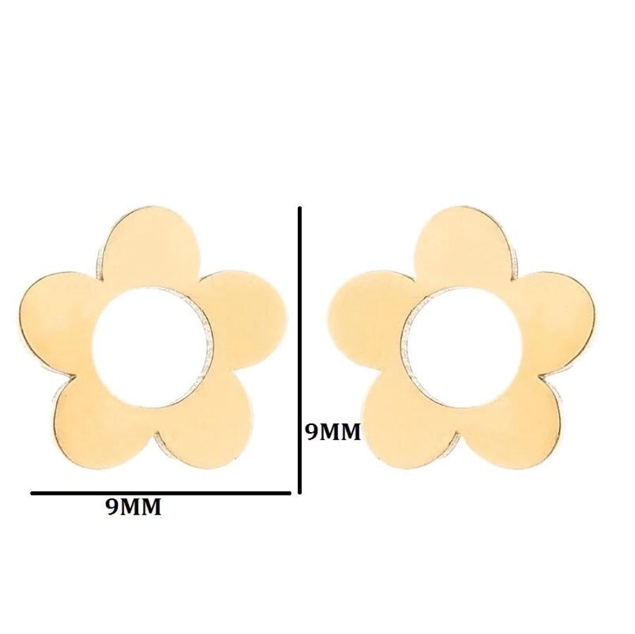 1 Paar einfache Ohrstecker in Herzform und Blumenform aus 304 Edelstahl, 18 Karat vergoldet 