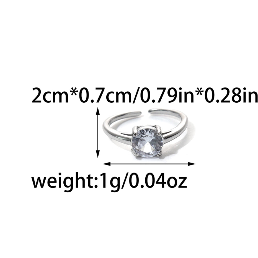 Jewelry Sweet Simple Style Commute Geometric 304 Stainless Steel Zircon Inlay Stainless Steel Rings