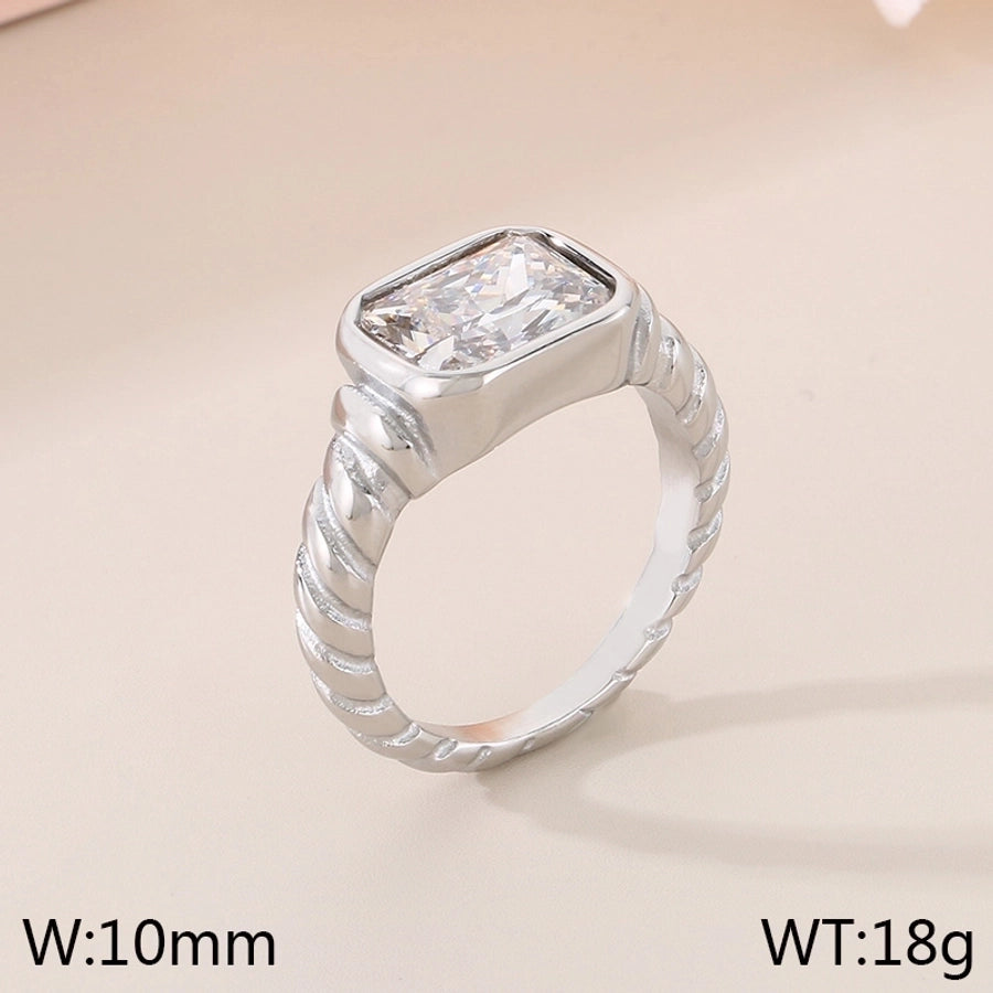 Jewelry Vintage Style Simple Style Commute Square 304 Stainless Steel 18K Gold Plated Rings