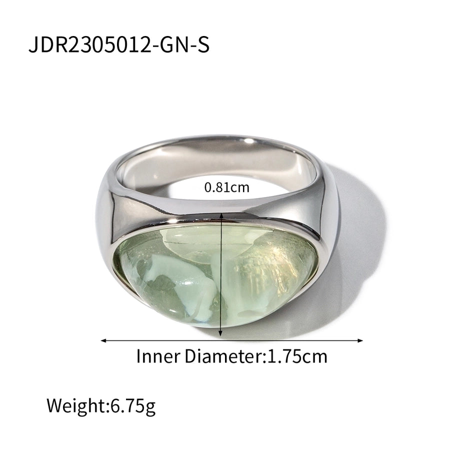 Jewelry IG Style Flat 316 Stainless Steel  Resin 18K Gold Plated Plating Transparent Inlay Rings