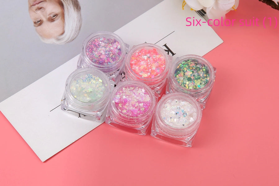 Colorful Glitter Glossy Sequin Nail Art Eye Makeup No Glue Needed Lolita Cosplay Performance Makeup Internet Celebrity Style