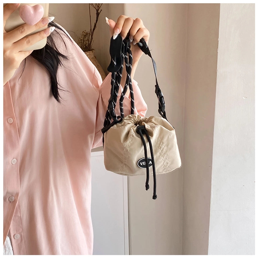 Women's Medium Oxford Cloth Letter Streetwear Sewing Thread Bucket String Bucket Bag