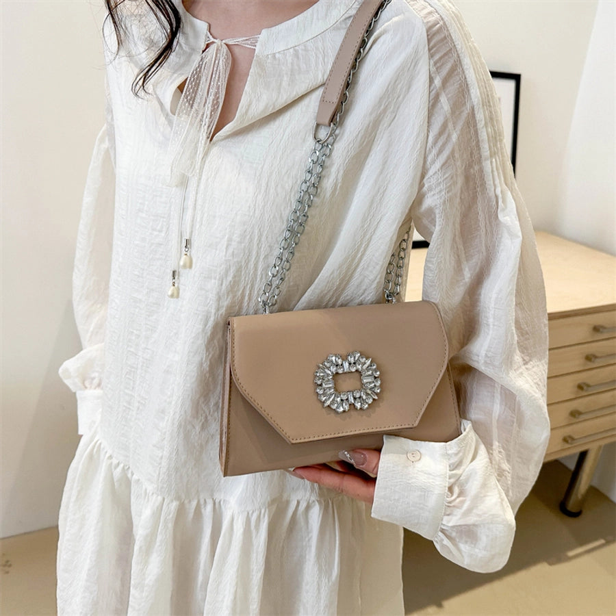 Women's Medium Pu Leather Solid Color Classic Style Streetwear Square Flip Cover Crossbody Bag