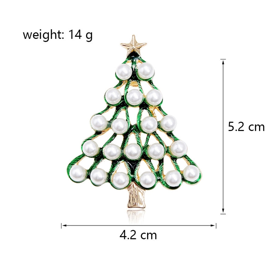 Simple Style Christmas Tree Alloy Inlay Pearl Women'S Brooches - CEJEW