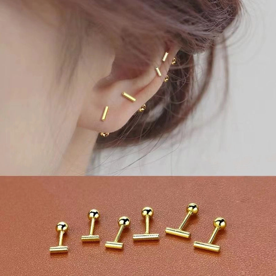 1 Pair Simple Style Solid Color Plating 304 Stainless Steel 18K Gold Plated Ear Studs