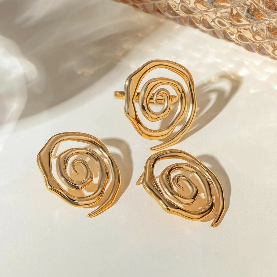 1 Pair Simple Style Classic Style Spiral Plating 304 Stainless Steel 18K Gold Plated Ear Studs