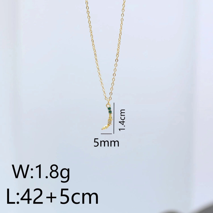 Copper 18K Gold Plated Fruit Zircon Pendant Necklace