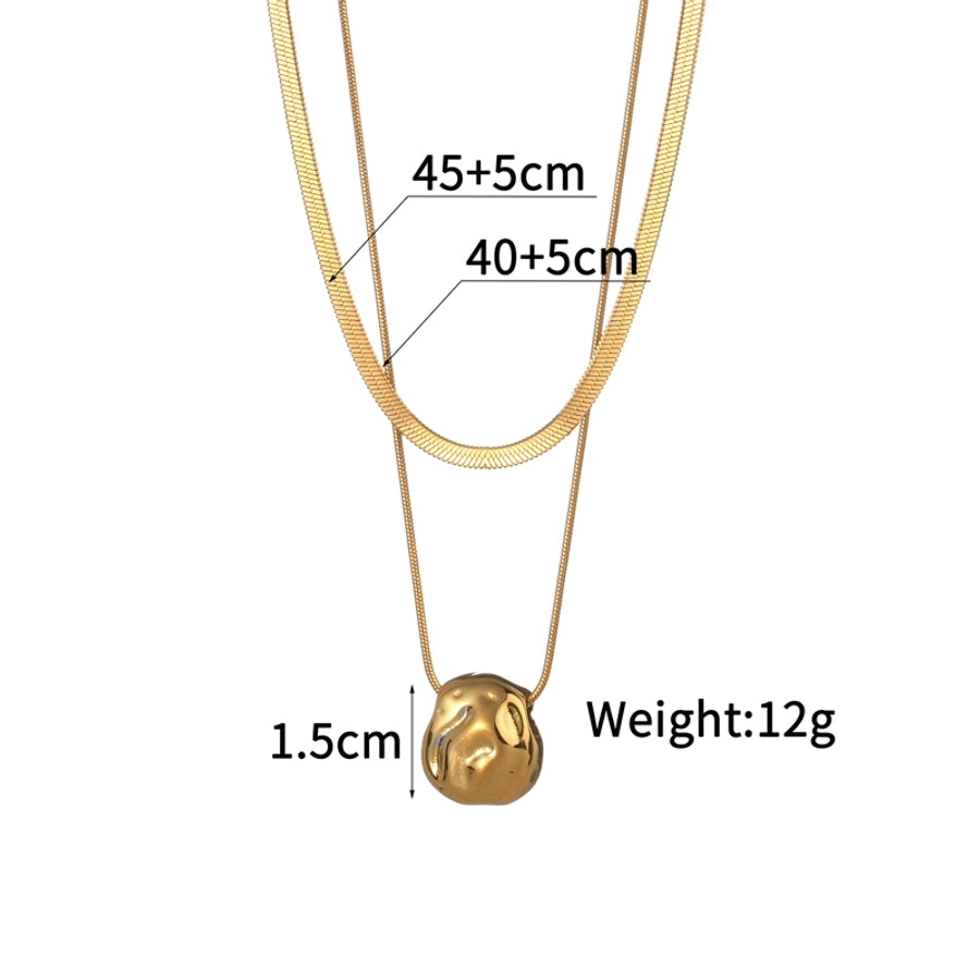 Jewelry Elegant Vintage Style Streetwear Ball 304 Stainless Steel 18K Gold Plated Double Layer Necklaces