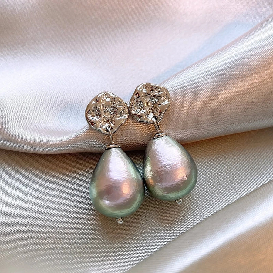 1 Pair Retro Water Droplets Plating Copper Imitation Pearl Zircon Drop Earrings