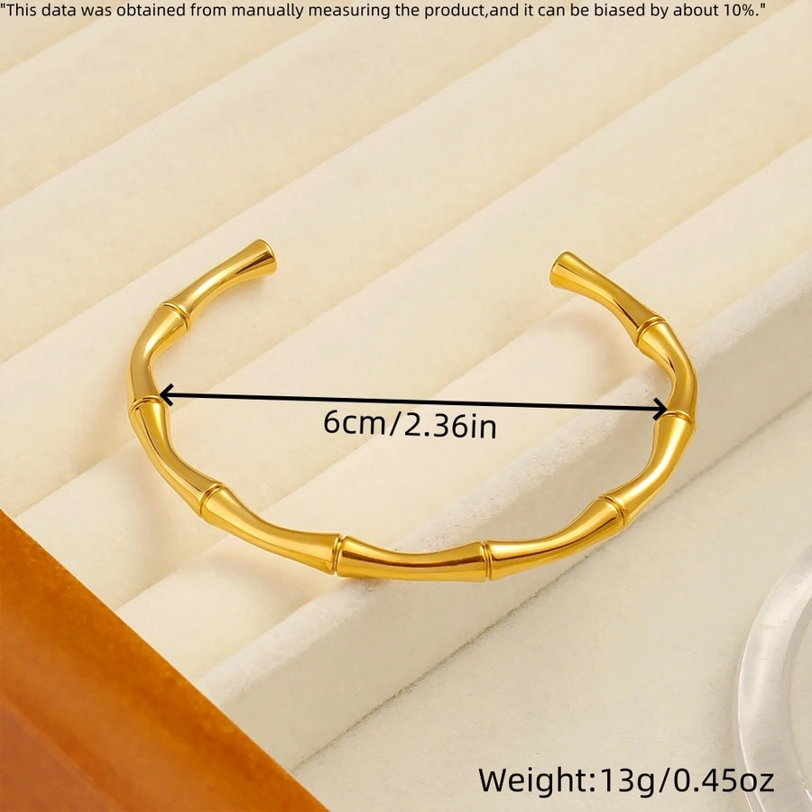 Elegant C Shape Round Titanium Steel 18K Gold Plated Bangle In Bulk