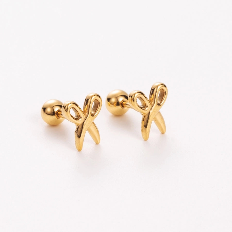 Simple Style Shiny Heart Shape Mushroom Planet Plating Inlay 304 Stainless Steel Artificial Diamond 14K Gold Plated Ear Studs