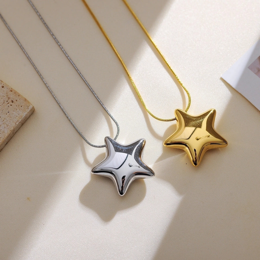 304 Stainless Steel 18K Gold Plated IG Style Simple Style Star Earrings Necklace