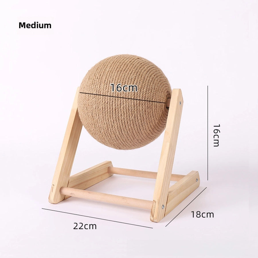 Wooden Cat Scratch Board Toy Durable Cat Scratching Post Ball Hand-wound Rope Climbing Frame Pet Supplies