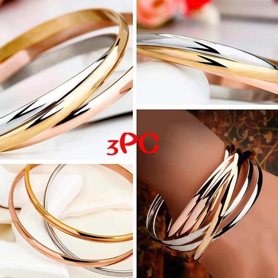 Basic Modern Style Classic Style Geometric Titanium Steel Bangle In Bulk