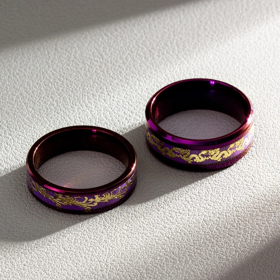 Jewelry Chinoiserie Classical Romantic Solid Color 304 Stainless Steel Purple Plated Rings