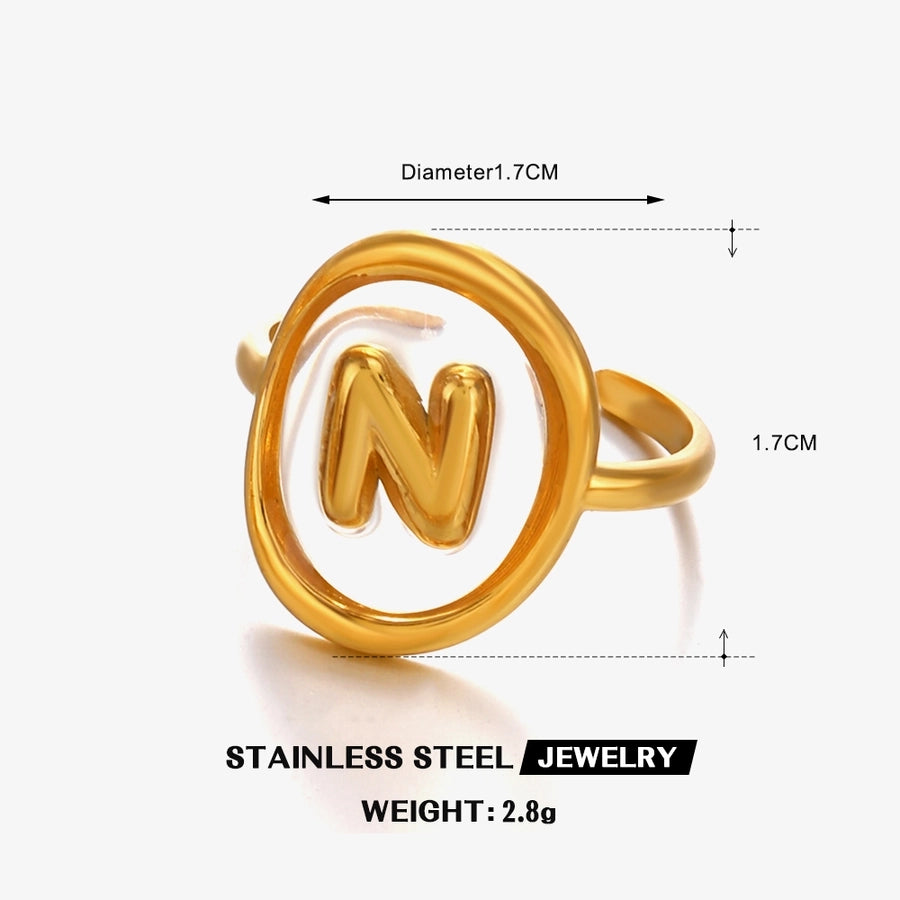 Jewelry Vintage Style Simple Style Letter 304 Stainless Steel Resin 18K Gold Plated Open Rings