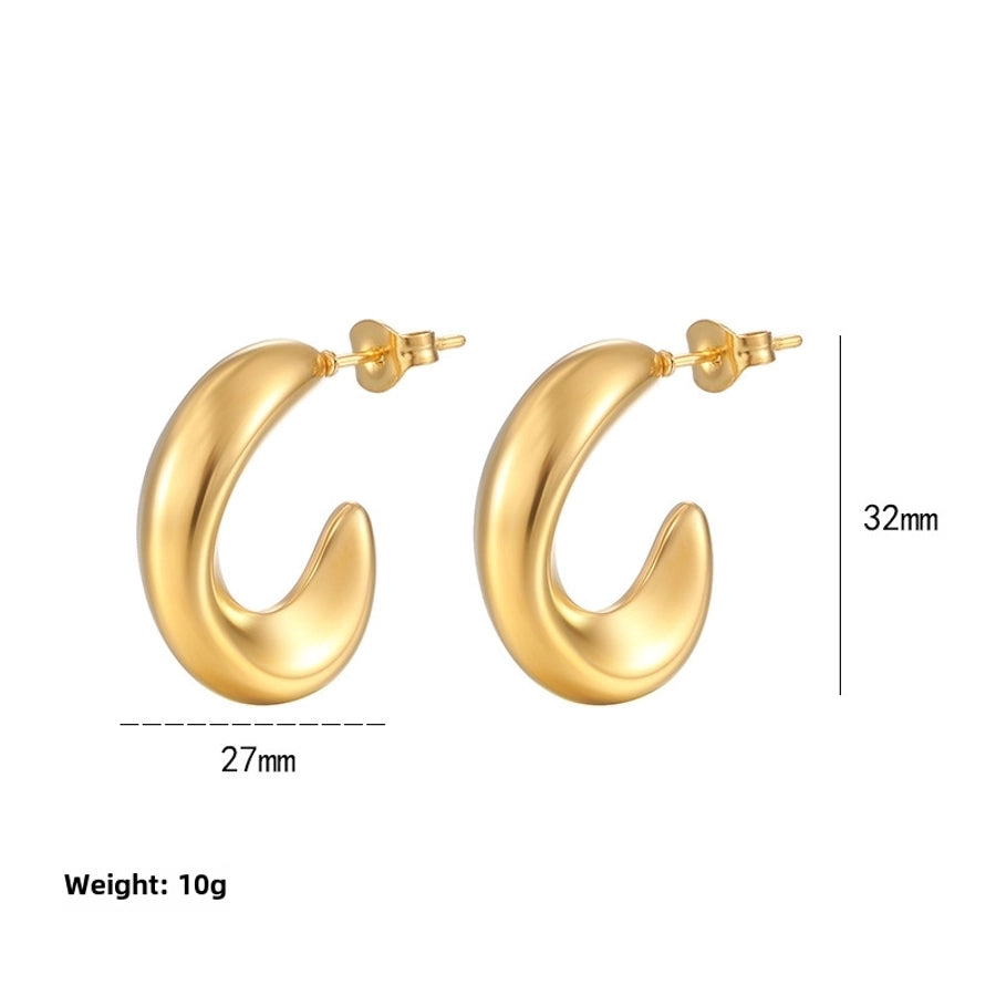 style titanium steel hollow earrings vacuum electroplating 18K real gold stainless steel Women's Light earrings simple earrings - CEJEW