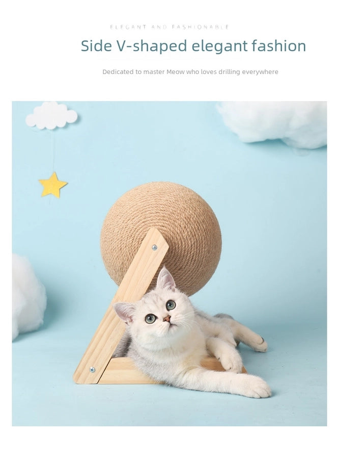 Wooden Cat Scratch Board Toy Durable Cat Scratching Post Ball Hand-wound Rope Climbing Frame Pet Supplies