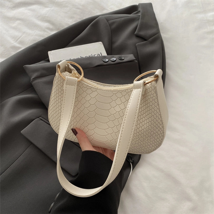 Women's Small PU Solid Color Streetwear Sewing Thread Square Zipper Underarm Bag