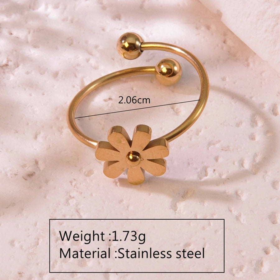 Jewelry Princess Sweet Simple Style Flower 304 Stainless Steel 18K Gold Plated Plating Jewelry Set