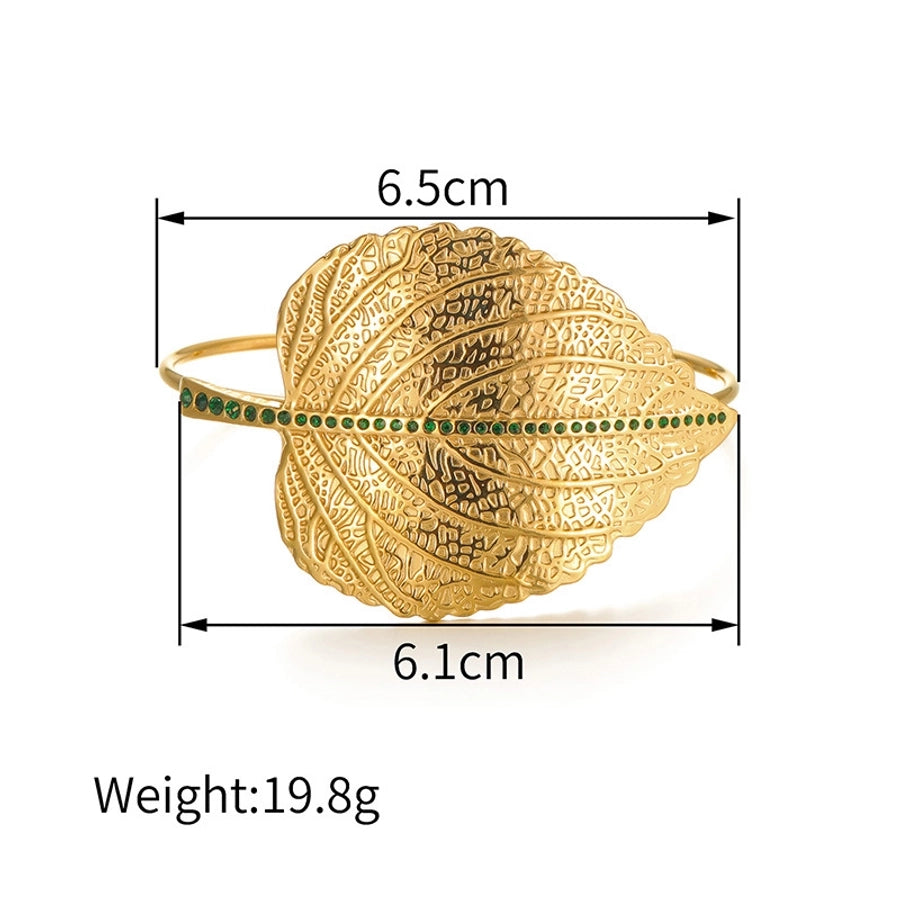 Exaggerated Artistic Leaf Heart Shape Titanium Steel Bangle In Bulk