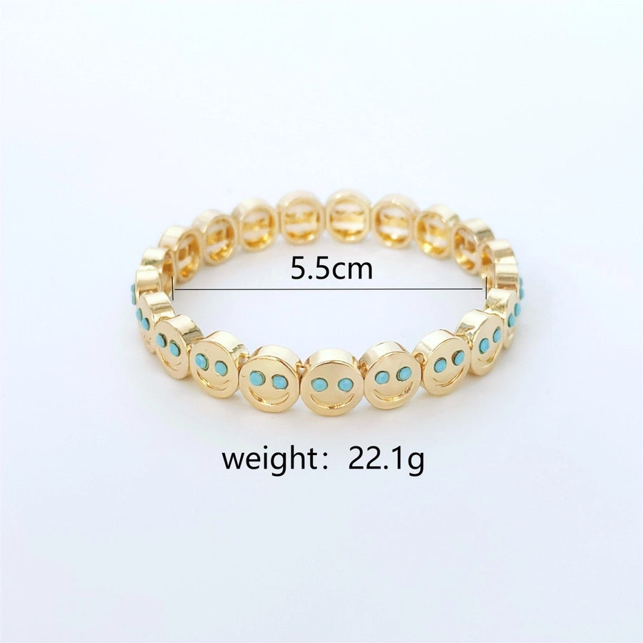 Copper Inlay Smile Face Artificial Diamond Bangle