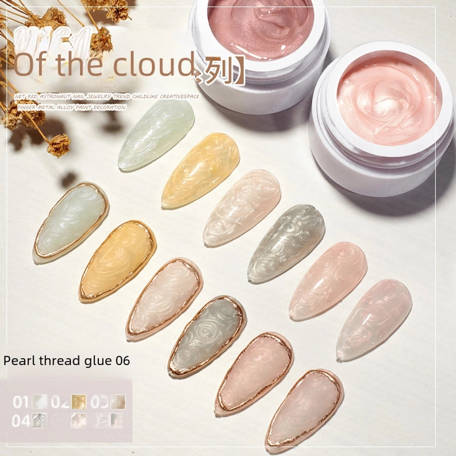 Pearl Shell Screw Thread Nail Polish Gel  New Autumn/winter White Aurora Borealis Texture Nail Art Uv Gel Pearl Shine