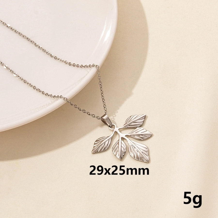 Jewelry Casual Simple Style Leaves 304 Stainless Steel 18K Gold Plated Pendant Necklace