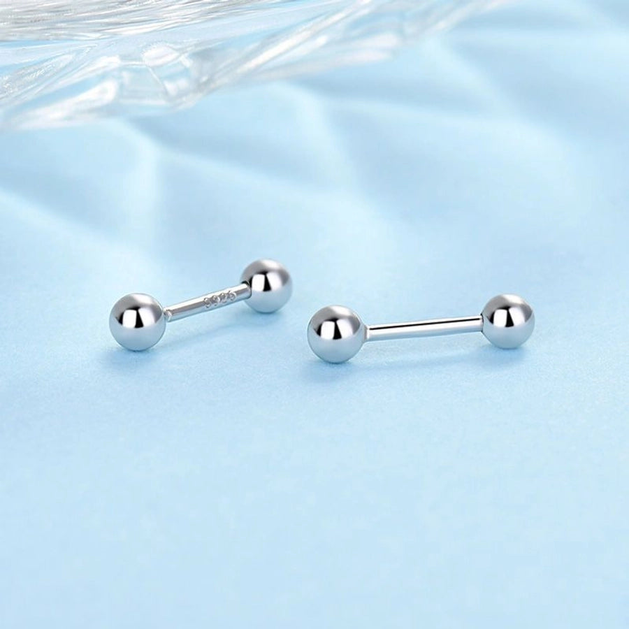 S925 silver anti-lost earrings love four-leaf clover round earrings stainless steel screw to prevent falling off without picking ear holes