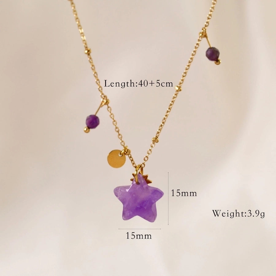 Marine Style Simple Style Geometric Star natural stone Titanium Steel Necklace In Bulk - CEJEW