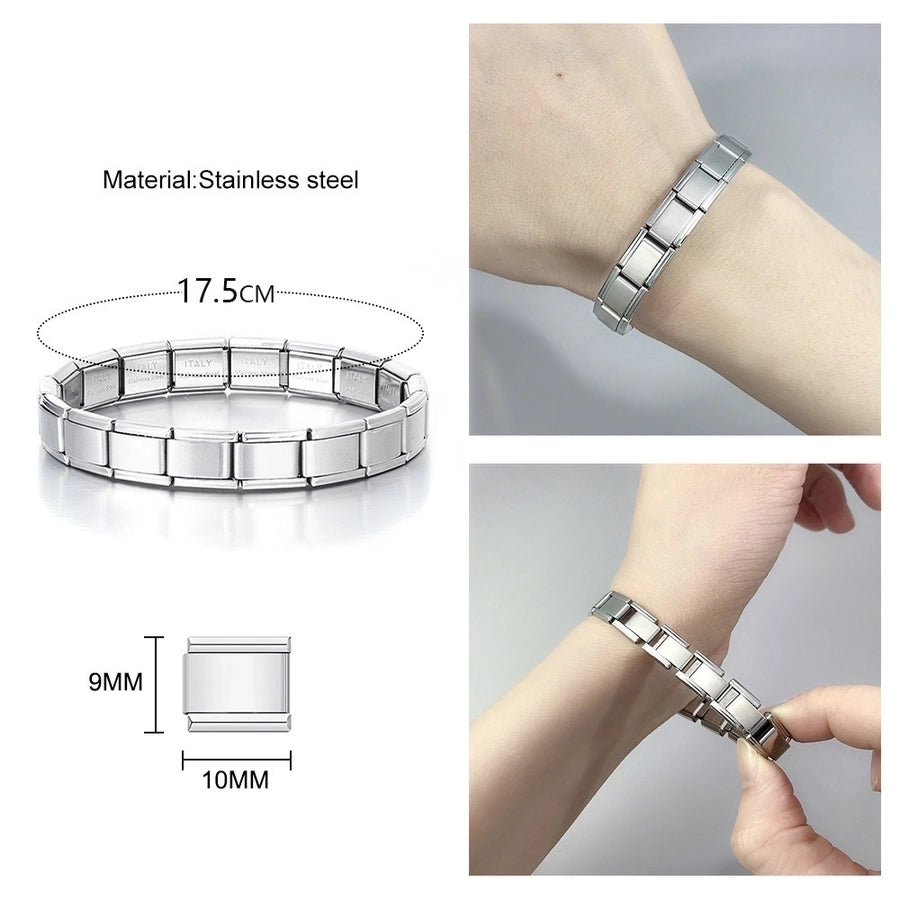 Simple Style Classic Style Solid Color 304 Stainless Steel Italian Charm & Links Italian Charm Bracelets In Bulk