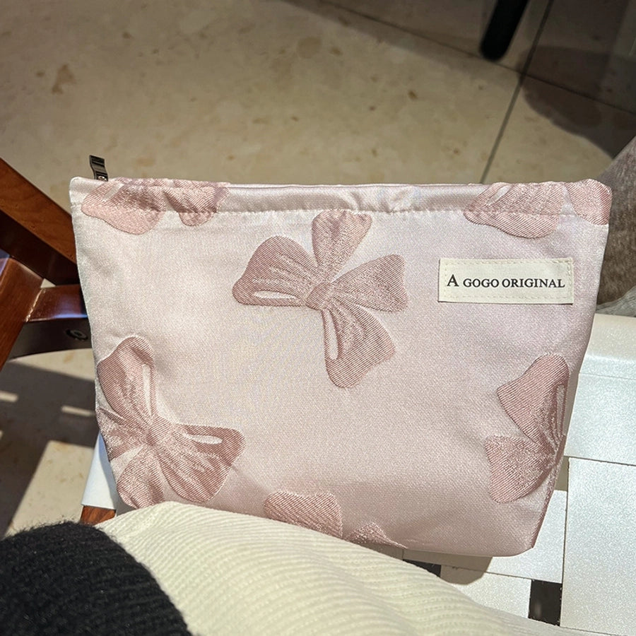 Elegant Streetwear Solid Color Bow Knot Polyester Square Makeup Bags