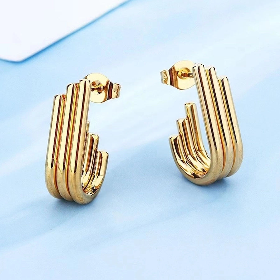 1 Pair Simple Style U Shape Plating 304 Stainless Steel 18K Gold Plated Earrings