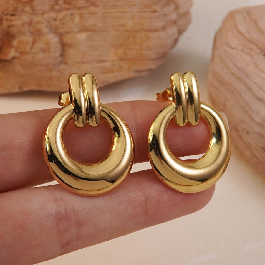 1 Pair Elegant Streetwear Circle 304 Stainless Steel Imitation Gold  Ear Studs