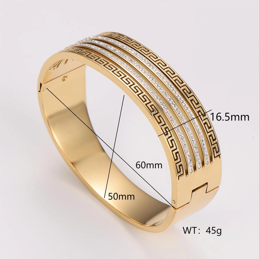 Simple Style Classic Style Geometric 304 Stainless Steel 18K Gold Plated Rhinestones Stainless Steel Bracelets In Bulk