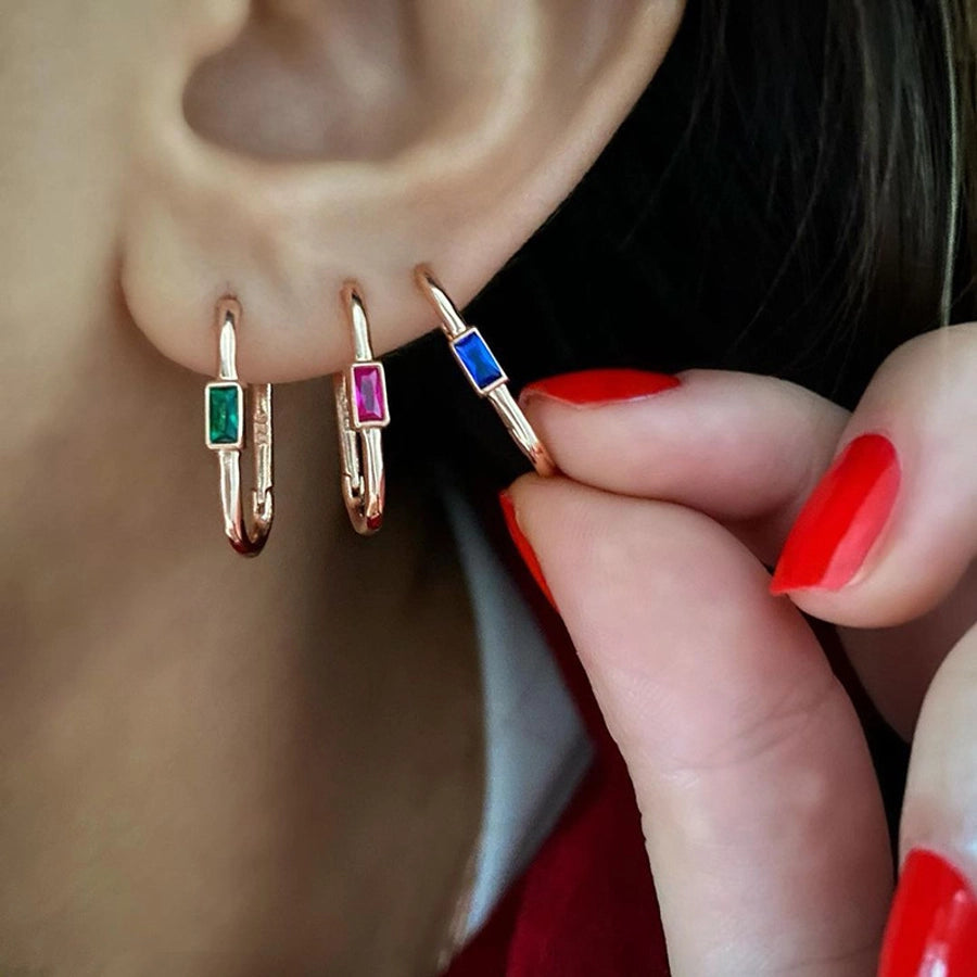 1 Pair Modern Style Classic Style Geometric Copper Zircon Earrings