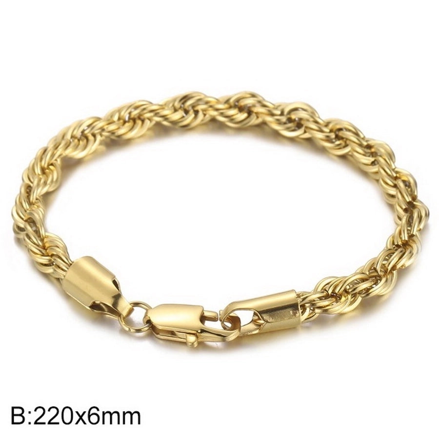 Elegant Simple Style Streetwear Twist 304 Stainless Steel 18K Gold Plated Unisex Bracelets