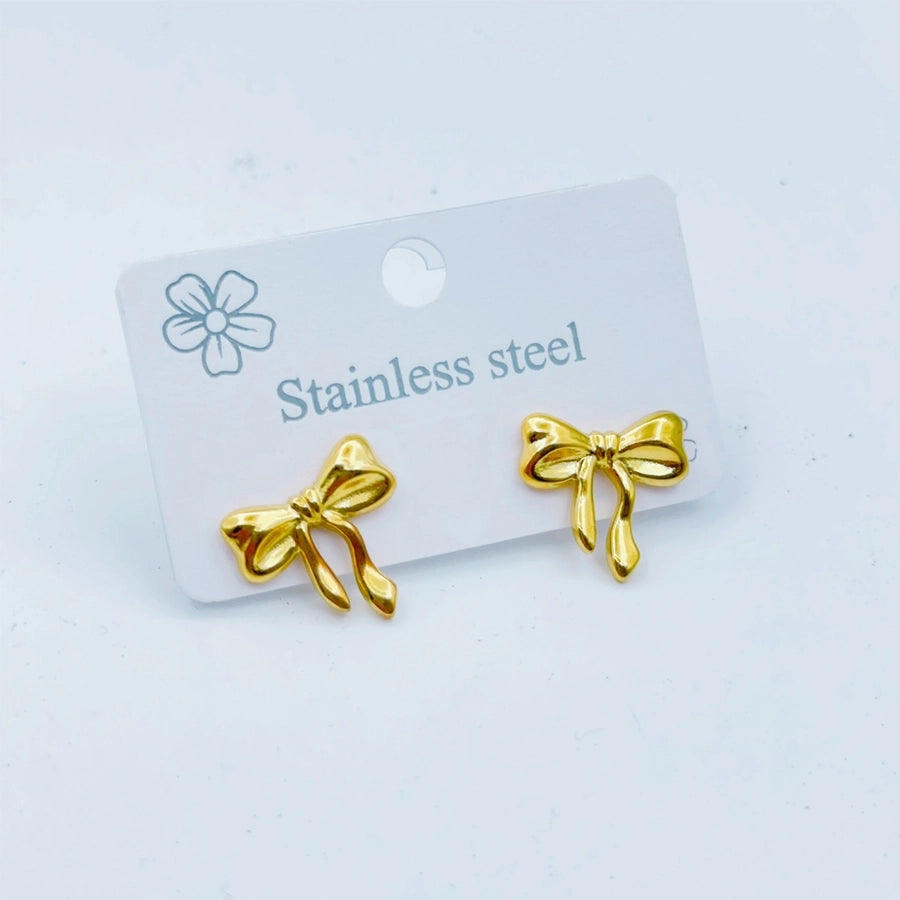 1 Pair Sweet Simple Style Butterfly Bow Knot 304 Stainless Steel Ear Studs