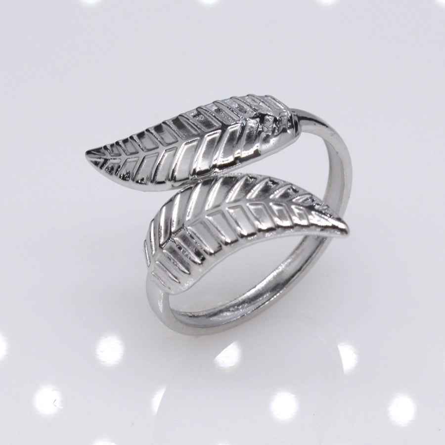 retro leaf heart shape snake titanium steel polishing plating hollow out open ring 1 piece