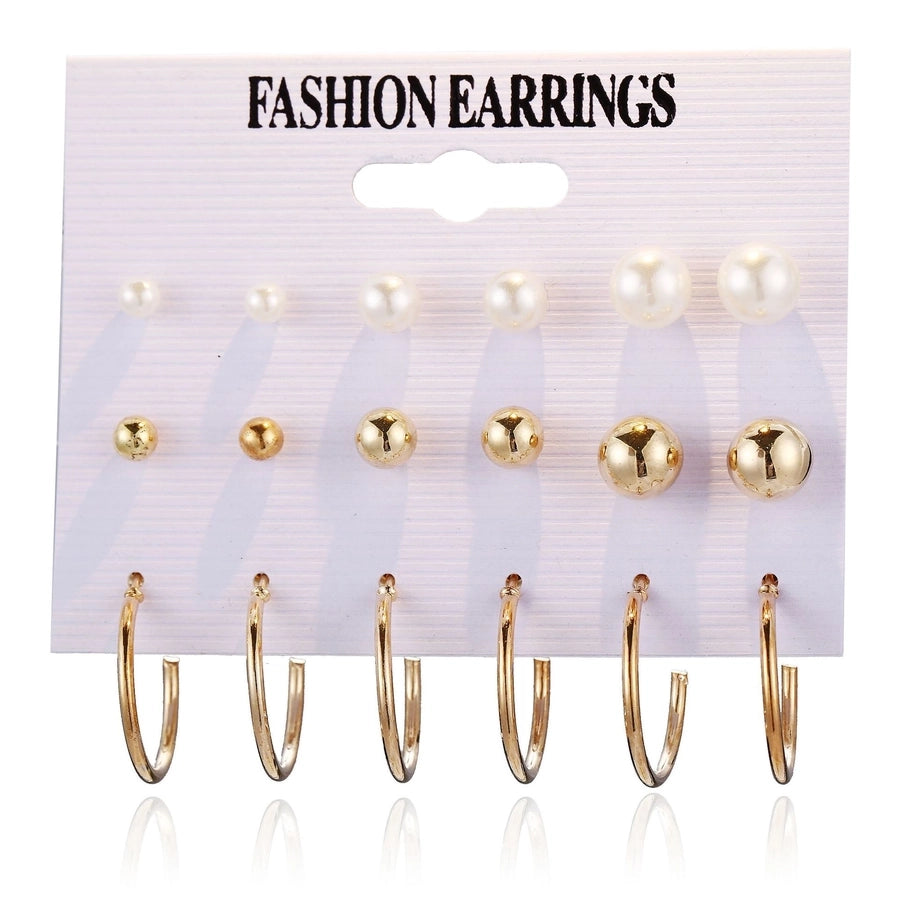 Vintage Style Geometric Inlaid Pearls Alloy No Inlaid Earring Sets