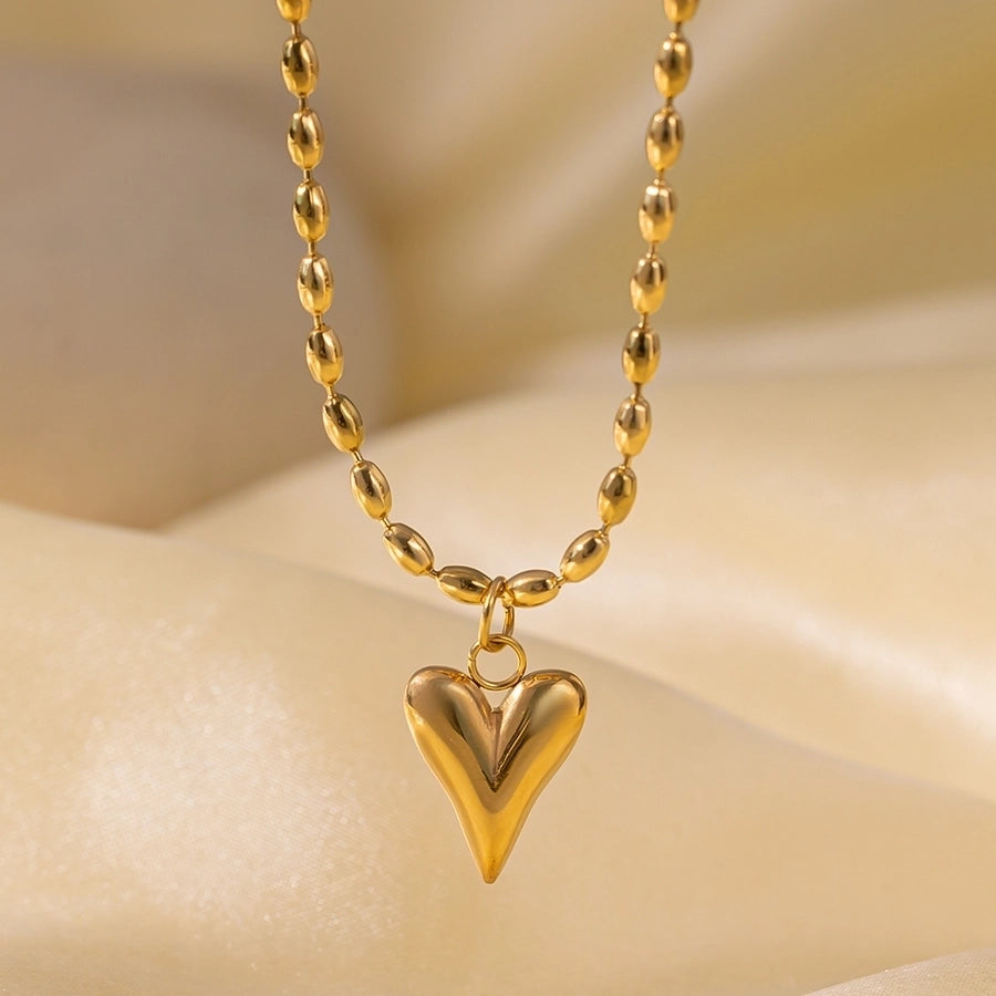 Jewelry Casual Simple Style Heart Shape 304 Stainless Steel 18K Gold Plated Polishing Plating Pendant Necklace